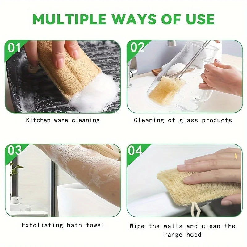 5 Pack Natural Loofah Sponge Bath Scrubbers