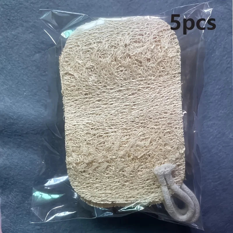 5 Pack Natural Loofah Sponge Bath Scrubbers