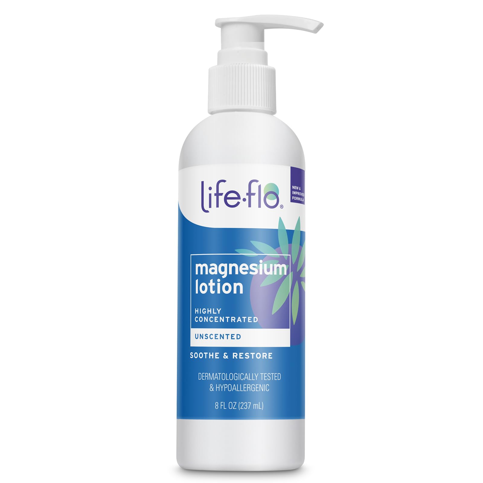 LIFE-FLO Unscented Magnesium Lotion - Highly Concentrated Magnesium Lotion for Kids and Adults - Soothes Overworked Muscles, Joints When Massaged into the Skin - Hypoallergenic,  - 8oz