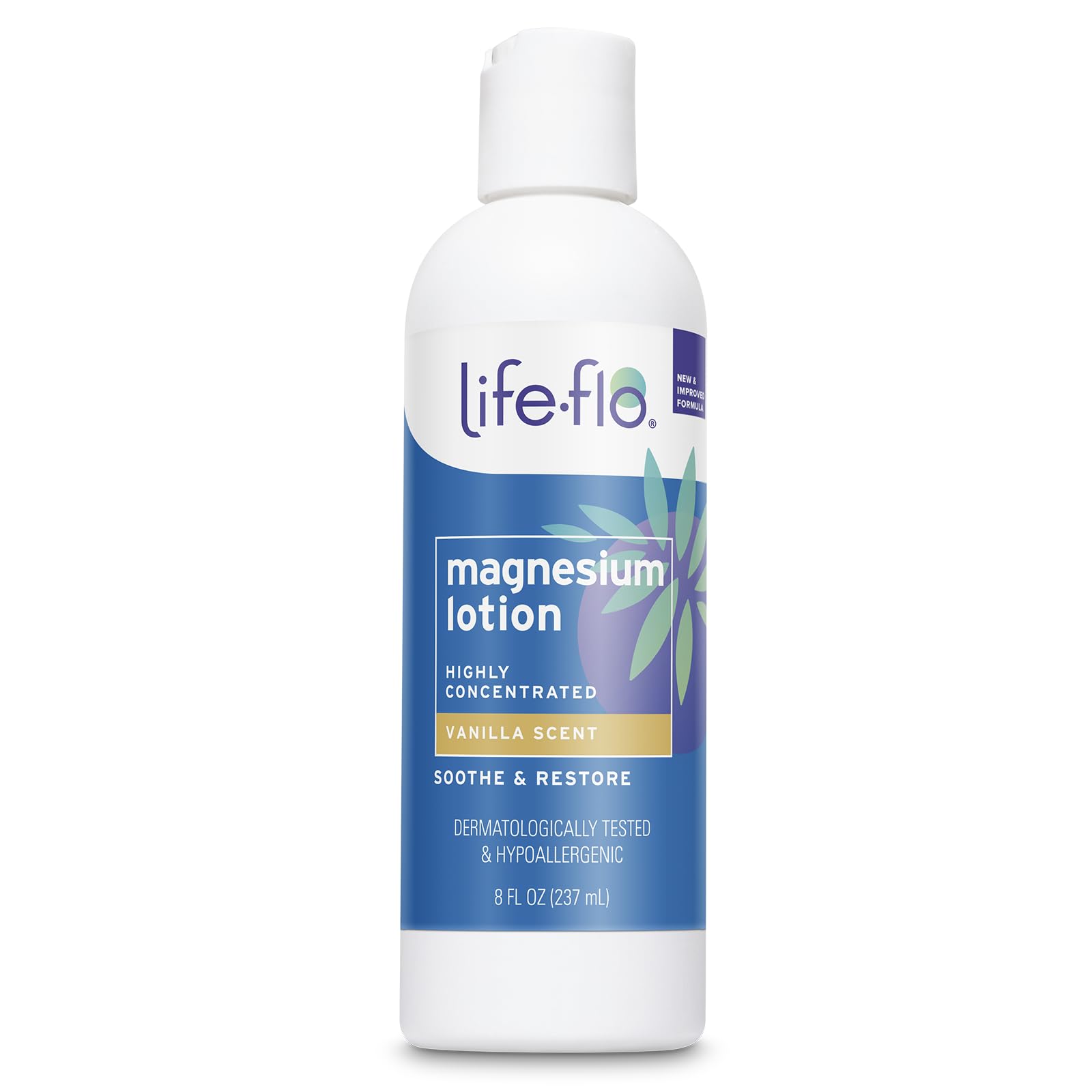 LIFE-FLO Unscented Magnesium Lotion - Highly Concentrated Magnesium Lotion for Kids and Adults - Soothes Overworked Muscles, Joints When Massaged into the Skin - Hypoallergenic,  - 8oz