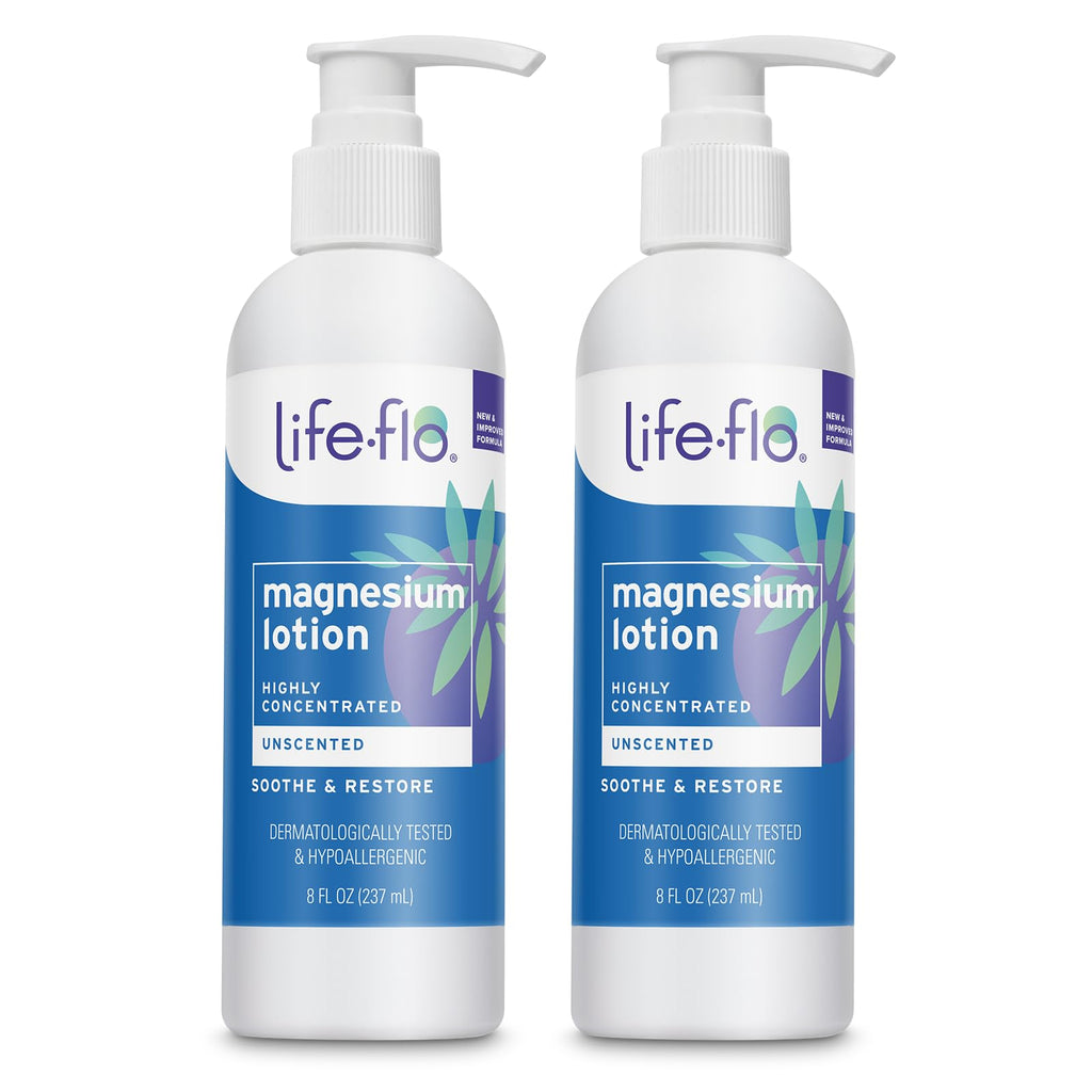 LIFE-FLO Unscented Magnesium Lotion - Highly Concentrated Magnesium Lotion for Kids and Adults - Soothes Overworked Muscles, Joints When Massaged into the Skin - Hypoallergenic,  - 8oz