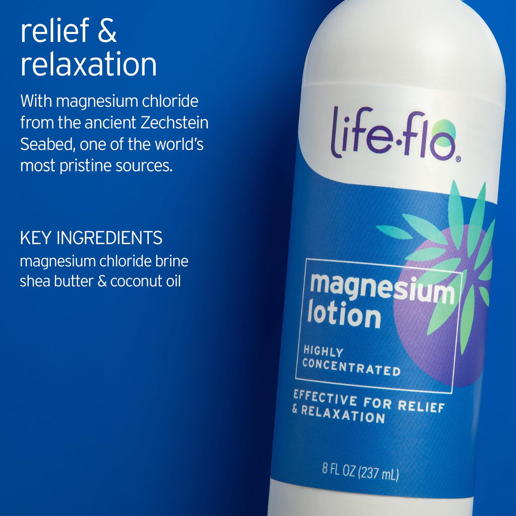 LIFE-FLO Unscented Magnesium Lotion - Highly Concentrated Magnesium Lotion for Kids and Adults - Soothes Overworked Muscles, Joints When Massaged into the Skin - Hypoallergenic,  - 8oz