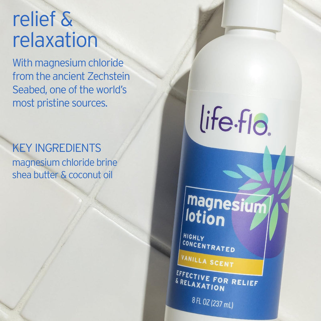 LIFE-FLO Unscented Magnesium Lotion - Highly Concentrated Magnesium Lotion for Kids and Adults - Soothes Overworked Muscles, Joints When Massaged into the Skin - Hypoallergenic,  - 8oz